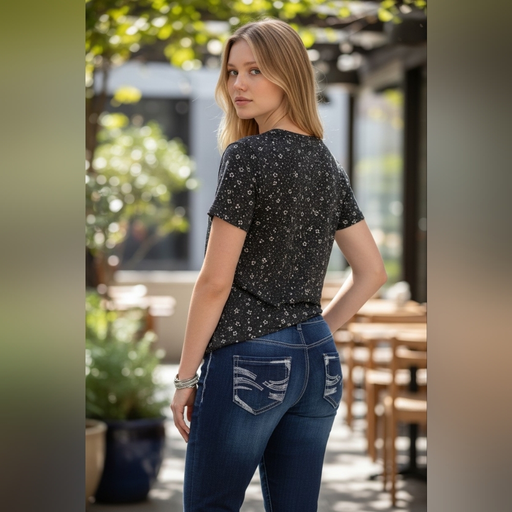 Maurices Dark Sandblasted Capris Overstitched Pockets Cropped Jeans Summer